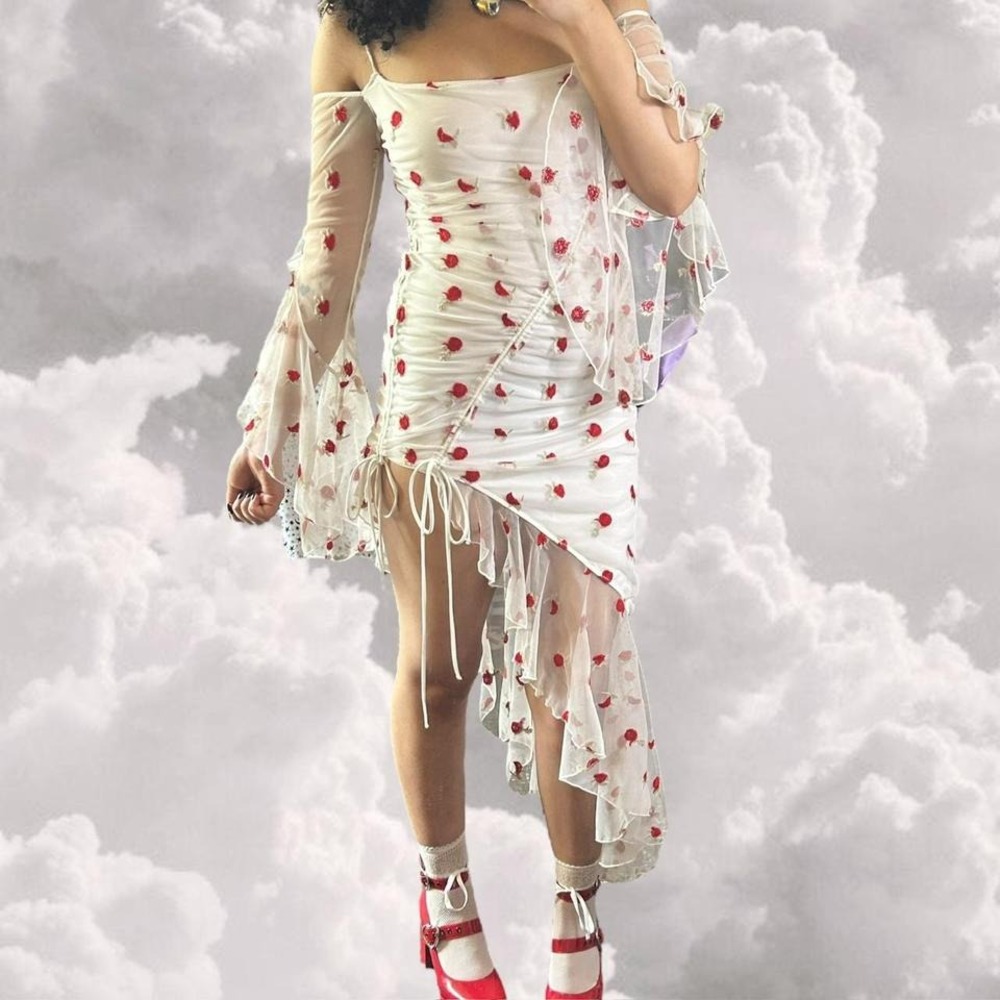 SAMPLE Sugar Thrillz Dolls Kill White Rose Going Out Dress Size Small